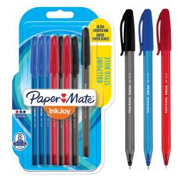 Cheap Stationery Supply of Paper Mate InkJoy 100 Ballpoint Pen 1.0mm Tip 0.7mm Line Black/Blue/Red (Pack 8) 72976NR Office Statationery
