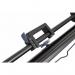 This image features a sleek, black portable tripod projection screen with a size of 1250x1250mm and a black border and housing. It is manufactured by Bi-Silque and designed by Bi-Office.
