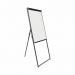 The image shows two sleek and professional-looking flipchart easels standing side by side. The easels have a modern black finish and are both 700x1000mm in size. Each easel has a sturdy footbar to keep it stable and a spacious tray at the bottom to hold any necessary materials. The flipchart pads are attached to the easels and are ready to be filled with notes and ideas. The whole setup exudes an air of efficiency and productivity, making it the perfect tool for any office or meeting room setting. The image showcases the high quality and practicality of Bi-Silque flipchart easels and pads from Bi-Office, making it an essential addition to any professional workspace.
