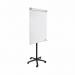 The photograph shows a grey Bi-Silque flipchart easel standing on a mobile frame. The easel features a classic design and measures 700x1000mm. It is magnetic, allowing for easy attachment of papers and notes. The easel is accompanied by a pad of blank paper, ready to be filled with ideas and information. The overall appearance is sleek and professional, making it a great addition to any meeting or presentation.