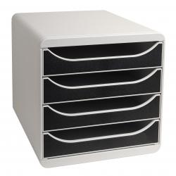 Cheap Stationery Supply of Exacompta Big Box 4 Drawer Set Open Light Grey/Black 73865EX Office Statationery