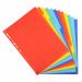 The photograph shows a set of Exacompta Dividers & Indexes, specifically the Forever Recycled Divider 12 Part A4. The dividers are made of durable 220gsm card and are in a vivid assortment of colors. The A4 size and 12-part design make it easy to organize and categorize important documents or materials. The recycled material adds an eco-friendly element to the practical and functional design. Overall, the photograph captures a visually appealing and efficient organizational tool for any workspace.
