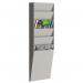 The picture shows a neat and organized Paperflow wall display unit in grey, featuring 6 compartments for A4 size documents and literature. It is the perfect tool for fast and efficient paper and document control.