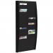 The photograph shows a sleek and modern Paperflow Wall Display Unit, designed for efficient organization of documents. It features a fast paper document control panel and 2 x 25 compartments for A4-sized literature. The unit is in a black color, adding a professional and sophisticated touch to any office space.