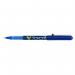 The picture shows a set of 12 Pilot Gel Rollerball Pens in blue. Each pen has a 0.7mm tip and creates a 0.4mm line. The pens have a sleek design and are labeled with the Pilot VBall and Liquid Ink logos. They are neatly aligned in a pack, ready to use.