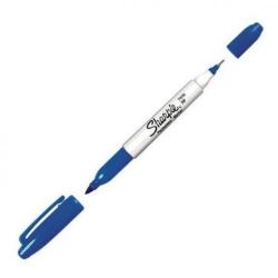 Cheap Stationery Supply of Sharpie Twin Tip Permanent Marker 0.5mm and 0.7mm Line Blue (Pack 12) 76948NR Office Statationery