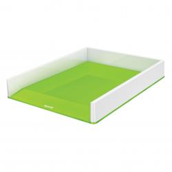 Cheap Stationery Supply of Leitz WOW Dual Colour Letter Tray A4/Foolscap Portrait White/Green 53611054 77197AC Office Statationery