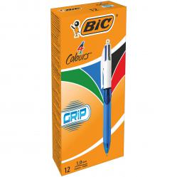 Cheap Stationery Supply of Bic 4 Colours Comfort Grip Ballpoint Pen 1mm Tip 0.32mm Line Blue/White Barrel Black/Blue/Green/Red Ink (Pack 12) 78023BC Office Statationery