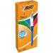Bic 4 Colours Comfort Grip Ballpoint Pen 1mm Tip 0.32mm Line BlueWhite Barrel BlackBlueGreenRed Ink (Pack 12) 78023BC