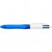 Bic 4 Colours Comfort Grip Ballpoint Pen 1mm Tip 0.32mm Line BlueWhite Barrel BlackBlueGreenRed Ink (Pack 12) 78023BC