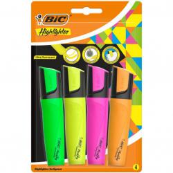 Cheap Stationery Supply of Bic Highlighter Pen with Clip Chisel Tip 1.7-4.8mm Assorted Colours (Pack 4) 78100BC Office Statationery