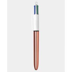 Cheap Stationery Supply of Bic 4 Colours Rose Gold Ballpoint Pen 1mm Tip 0.32mm Line Rose Gold Barrel Black/Blue/Green/Red Ink (Pack 12) 78107BC Office Statationery