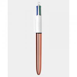 Cheap Stationery Supply of Bic 4 Colours Rose Gold Ballpoint Pen 1mm Tip 0.32mm Line Rose Gold Barrel Black/Blue/Green/Red Ink (Pack 12) 78107BC Office Statationery