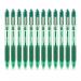 In the photo, there are twelve Zebra Pen Ballpoint Pens displayed side by side on a white surface. The pens have a sleek and modern design with a green barrel and a comfortable grip. The tip is 1.0mm, allowing for smooth and precise writing. Each pen has a retractable mechanism, making them easy to use. Overall, the Zebra Z-Grip Smooth Retractable Ballpoint Pen has a professional and durable appearance.