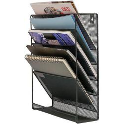 Cheap Stationery Supply of Mesh 5 Tier Wall Mag Rack Graphite Office Statationery