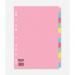 The photo shows a set of 12 dividers and indexes from ValueX, designed for organizing A4 paper. Each divider is made of 155gsm card and comes in a variety of vibrant colors. The dividers are labeled with numbers for easy identification.