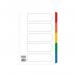 The image shows a set of ValueX dividers and indexes. The dividers are made of white 150gsm card with coloured Mylar tabs. There are 5 parts, each with a different coloured tab. The overall size is A4.