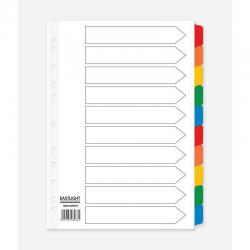 Cheap Stationery Supply of ValueX Divider 10 Part A4 Card White with Coloured Mylar Tabs 85107PG Office Statationery