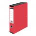 The photo shows a set of ValueX Box Files, each labeled with a red sticker and featuring a clip closure. The files appear to be made of paper on board material and are designed to hold Foolscap sized documents. They have a capacity of 65mm and a spine width of 80mm.