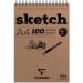 A photograph of Clairefontaine Drawing Pads Clairefontaine A4 Wirebound Sketch Pad shows a sturdy white paper pad with a spiral wire binding. The pad contains 100 sheets of 90gsm paper, perfect for sketching or drawing.