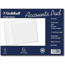 Cheap Stationery Supply of Guildhall Ruled Account Pad with 14 Cash Columns and 60 Pages Grey GP14Z 86514EX Office Statationery