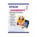 The picture shows a stack of Epson A3 matte heavyweight paper, with 50 sheets in total. The sheets are thick and have a smooth, matte finish. The paper is designed specifically for photo printing and is branded with the Epson logo.