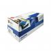 The image shows a pack of 100 GBC SureBind A4 Binding Strips in blue. Each strip has a comb shape and is designed for use with GBC binding machines. The strips are neatly organized in the pack, ready to be used for binding documents.
