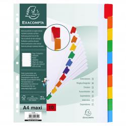 Cheap Stationery Supply of Exacompta Divider Coloured Plastic Tabs 10-Part A4 Maxi White 4310E GH04310 Office Statationery