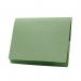 This photograph showcases a pack of 50 green Exacompta Guildhall brief size pocket wallets that are 14x10 inches in size. The wallets are neatly stacked and have the Guildhall Legal logo printed on the front in white. The vibrant green color adds a pop of color to the overall aesthetic.