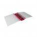 The photograph shows two raspberry-colored GLX Ergogrip ring binders by Keba, part of the Guildhall line. The binders are A4 size and have frosted covers, perfect for organizing documents and papers.
