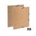 This photo features a pack of 8 Exacompta Eterneco cardboard box files. Each file has a width of 25mm and comes in assorted colors. The files are neatly organized and show the durable cardboard material theyre made from.