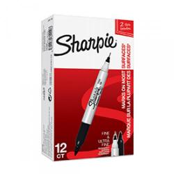 Cheap Stationery Supply of Sharpie S0811100 Twin Tip Black Pens Box of 12 Office Statationery