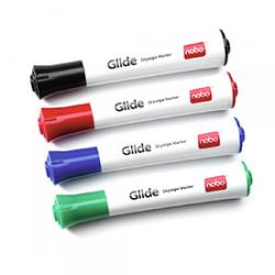 Cheap Stationery Supply of Nobo 1902096 Glide Drywipe Markers Pack of 4 Bullet Tip Office Statationery