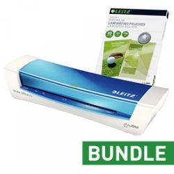 Cheap Stationery Supply of Leitz Ilam Home Office A4 Blue Laminator And Pouches Bundle Office Statationery