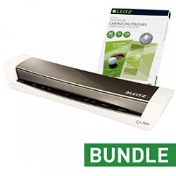Cheap Stationery Supply of Leitz Ilam Home Office A3 Grey Laminator And Pouches Bundle Office Statationery