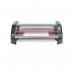 The ACCO Brands Laminating Machines GBC Ultima 65 A1 Laminator 17051J captures a sleek, professional design with its silver and black exterior. Its compact size and advanced features can be seen in this photograph, including a digital display and automatic shut-off function.