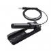 The photo showcases the sleek design of Olympus ME-34 Compact Zoom Microphone, with its built-in headphones. The black and silver color scheme gives off a professional and modern feel, while the compact size makes it perfect for on-the-go recording.