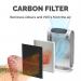 The image shows the Fellowes 93242 Large Carbon Filter 25498J, which is part of the Fellowes Air Purifier Filters and Accessories collection. The filter is large in size and has a black carbon texture. It is designed for use with the Fellowes air purifier.