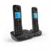 The image shows a sleek and modern set of British Telecom Cordless Telephones, with a twin DECT system and call blocker feature. The phones are black with metallic accents and have large buttons for easy use. The package also includes an answer machine, providing convenient communication options for daily use.