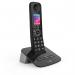 The picture shows a sleek, modern British Telecom cordless telephone. It features a single DECT call blocker and an answer machine. The telephone is the BT Premium model, with a stylish design and advanced communication features. The 28889J model is perfect for any home or office setting.