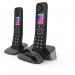 This image shows a set of sleek and modern British Telecom cordless telephones. The twin DECT phones come with a built-in answering machine and call blocker feature. The 28890J model exudes sophistication with its premium design. A perfect addition to any home or office.