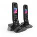 This photo shows two sleek, modern cordless telephones from British Telecom. The phones feature a premium design and are equipped with call blocking capabilities. An answer machine is also included for added convenience.