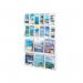 The Safco wall display unit features a 18 pocket deluxe combination magazine and pamphlet rack. The clear design allows for easy viewing and organization of materials. It is a sleek and practical addition to any space.