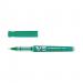 The photo shows a set of 10 green Hi-Tecpoint V5 refillable pens, including School Stationery Fineline and Needlepoint designs. The thin, precise tips and vibrant color make them ideal for writing or drawing tasks.