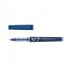 This photo showcases a set of 10 blue Hi-Tecpoint V7 refillable pens alongside various school stationery items. The pens have fine and needlepoint tips, perfect for precise writing and drawing.