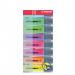 This colorful picture shows a set of school stationery highlighters, specifically Stabilo Boss H/Lighters. The assortment includes eight different colors, each with a distinctive pen shape. The highlighters are neatly aligned and ready to be used in any academic setting.