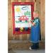 This photo features a collection of colorful school stationery, art accessories, an easel, and a banner. The bright colors and variety of items create a joyful and creative atmosphere.