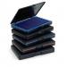 The picture shows a black stamp pad with dimensions of 160x90mm. The pad is filled with dark ink and includes a school stationery stamp, making it ideal for stamping on papers and documents in classrooms.