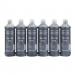 A vibrant and colorful photograph of a set of six bottles of ready mixed black paint, perfect for a classroom setting. Each bottle contains 600ml of paint, making it suitable for multiple art projects. The bottles have a classmate logo printed on them, indicating they are part of a school stationery line. The paints are neatly arranged and ready to be used by students.