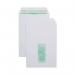 The picture shows a pack of 500 Basildon Bond C5 white envelopes. These envelopes have a pocket design and a convenient window for addressing. Perfect for professional mailing or personal use.